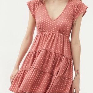 Urban Outfitters Julia Pink and White Floral  Tiered Mini Dress